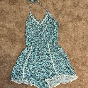 Hollister floral halter top romper size medium